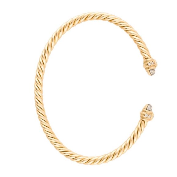 DAVID YURMAN 18K 750 YELLOW GOLD DIAMOND SPIRA CABLE CUFF BRACELET - Picture 7 of 10